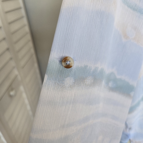 TruSelf Blue‎ Green Watercolor Striped Tunic Top Size 3X Split Neck Coastal Boho - Picture 4 of 11